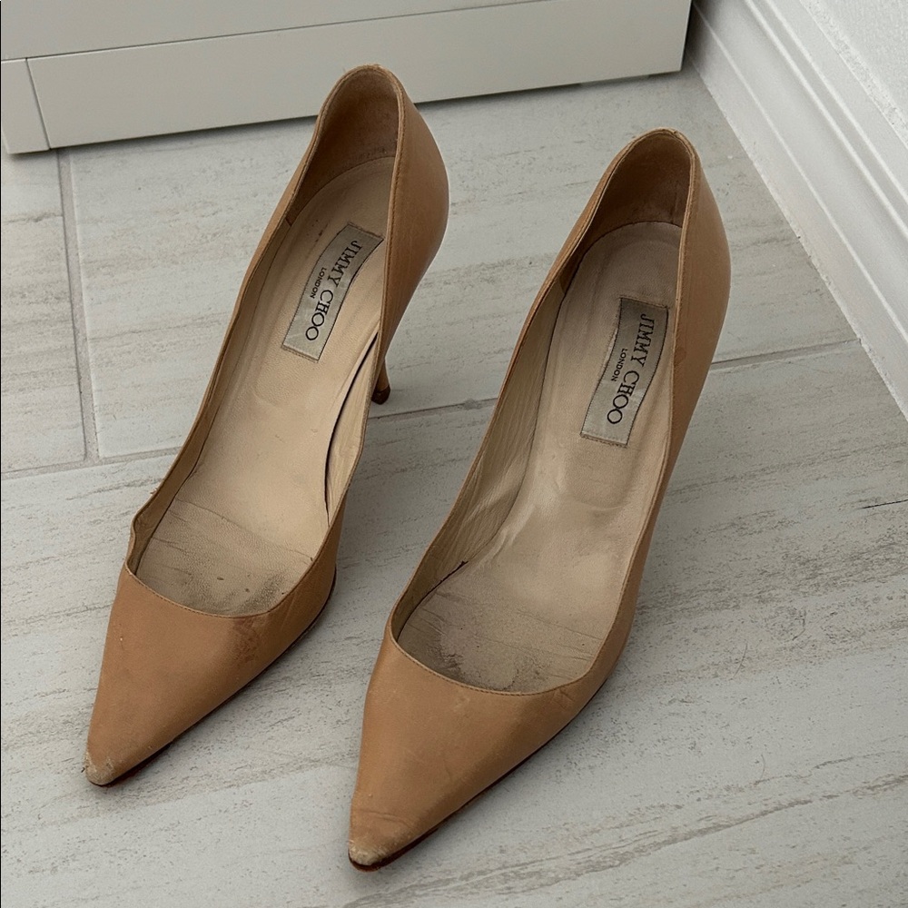 Jimmy Choo Beige Pointed Toe Heels